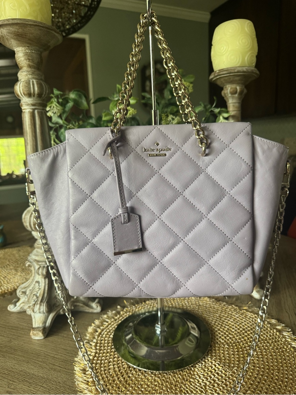 Kate Spade Satchel Light Purple Leather & Chain Straps - Excellent Condition